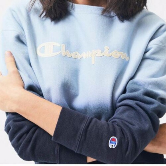 Champion Tops - NEW Spellout Script Tie dye Champion Ombré Crew
